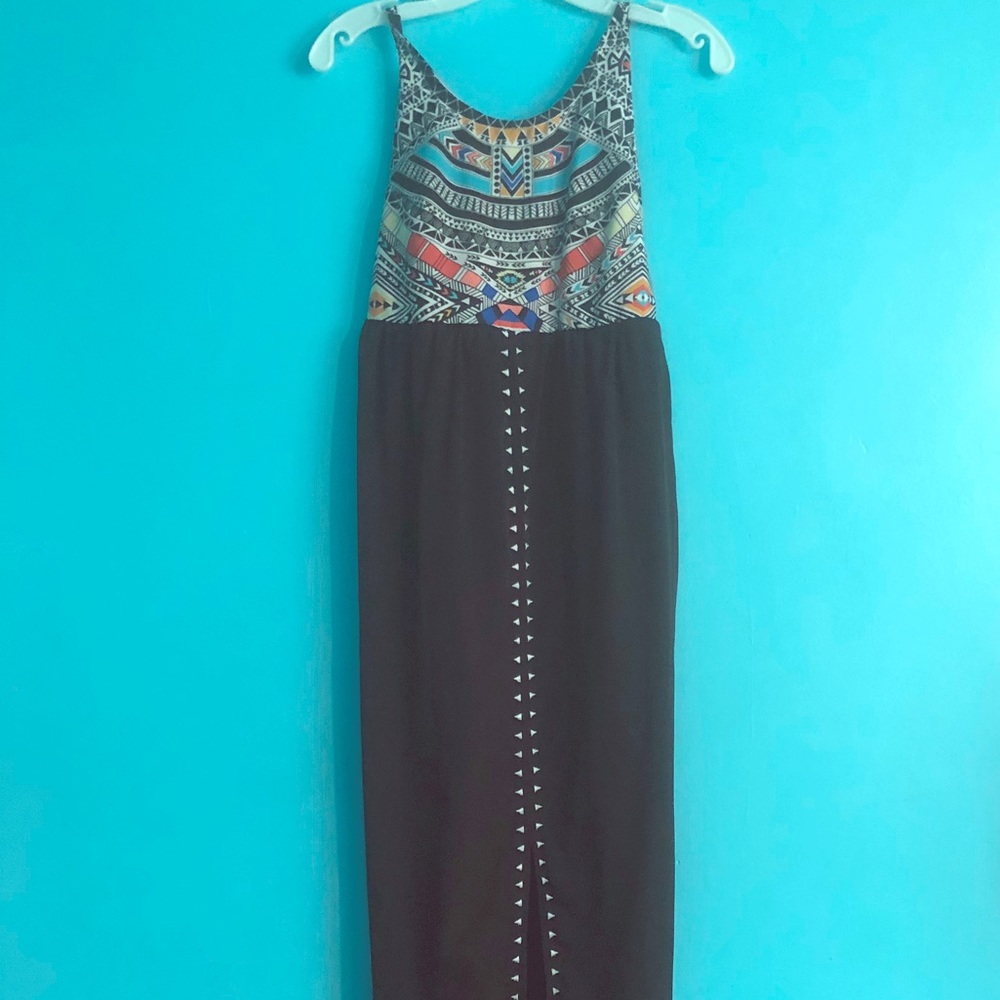 Black Colorful Aztec Dress